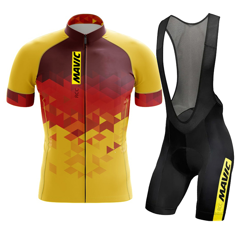 Triathlon Cycling Kit - 2024 Mavic ชุดขี่จักรยานแขนสั้นผู้ชายชุดสูทกางเกงขาสั้นไตรกีฬาชุดเสื้อผ้าฤดูร้อน