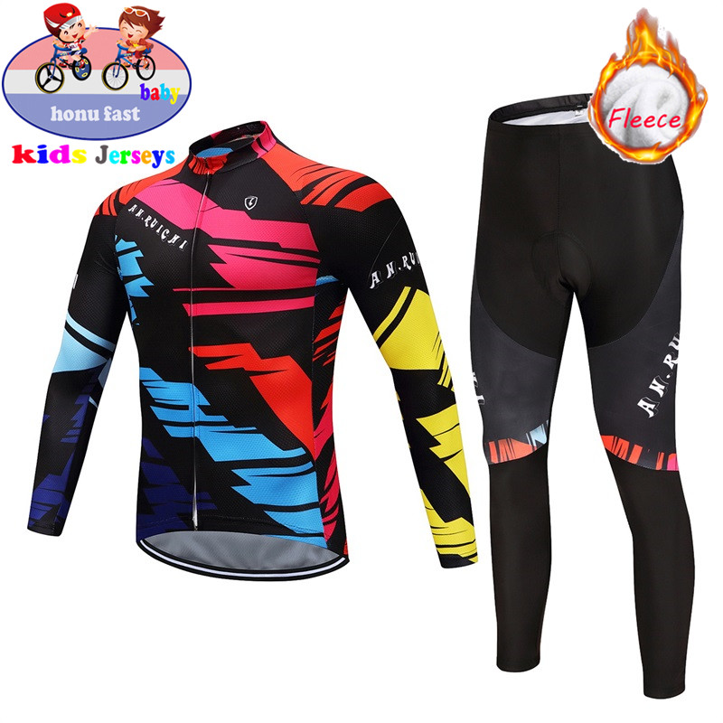 Cycling Gear Kids - ชุดปั่นจักรยานเด็กชายฤดูหนาวปี 2026 ผ้าฟลีซกันหนาว เสื้อเจอร์ซีย์ปั่นจักรยานแขนยาว ชุดปั่นจักรยานเด็ก ชุดปั่นจักรยานเด็ก