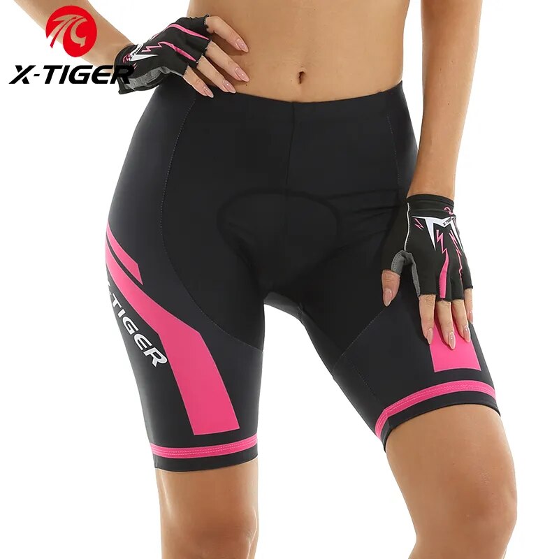 Cycling Gear Kids - X-TIGER กางเกงขาสั้นขี่จักรยานผู้หญิงกางเกงขาสั้นจักรยานเสือภูเขากันกระแทกเจลบุนวม3D กางเกงขี่จักรยานถนนชุดฤดูร้อน