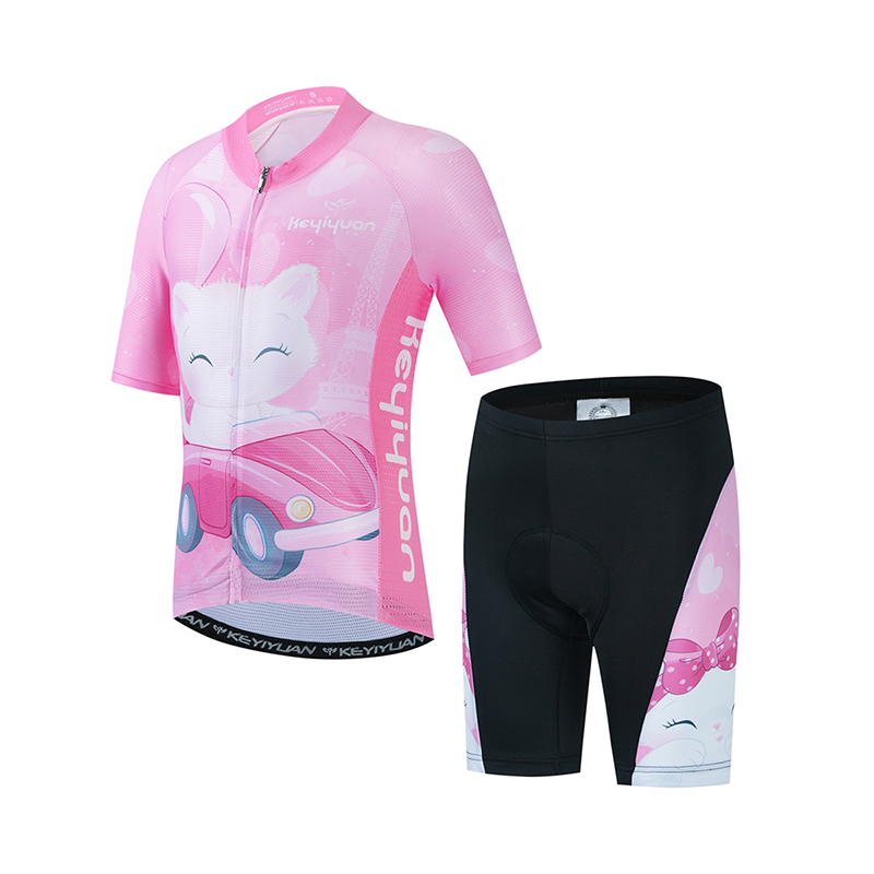 Cycling Gear Kids - KEYIYUAN เด็กแผนที่เสื้อเจอร์ซีย์นักปั่นชุดเด็กผู้หญิงชุดขี่จักรยานแขนสั้นเสื้อผ้าเด็กชุดปั่นจักรยานแขนยาวขายาว Mtb เสื้อยืด Abbigliamento Ciclismo