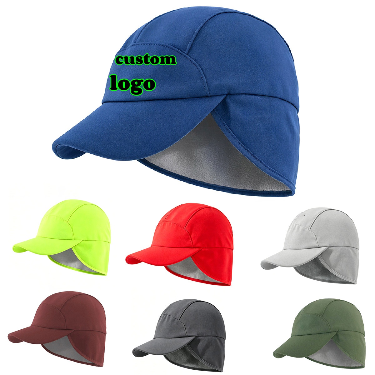 Cycling Headwear - หมวกเบสบอลฤดูหนาวพร้อมโลโก้สั่งทำพิเศษ หมวกปั่นจักรยานกลางแจ้ง หมวกจักรยาน หมวกกันหนาวสำหรับผู้ชายและผู้หญิง ผ้าฟลีซหนาพร้อมที่ปิดหู หมวกเดินป่า