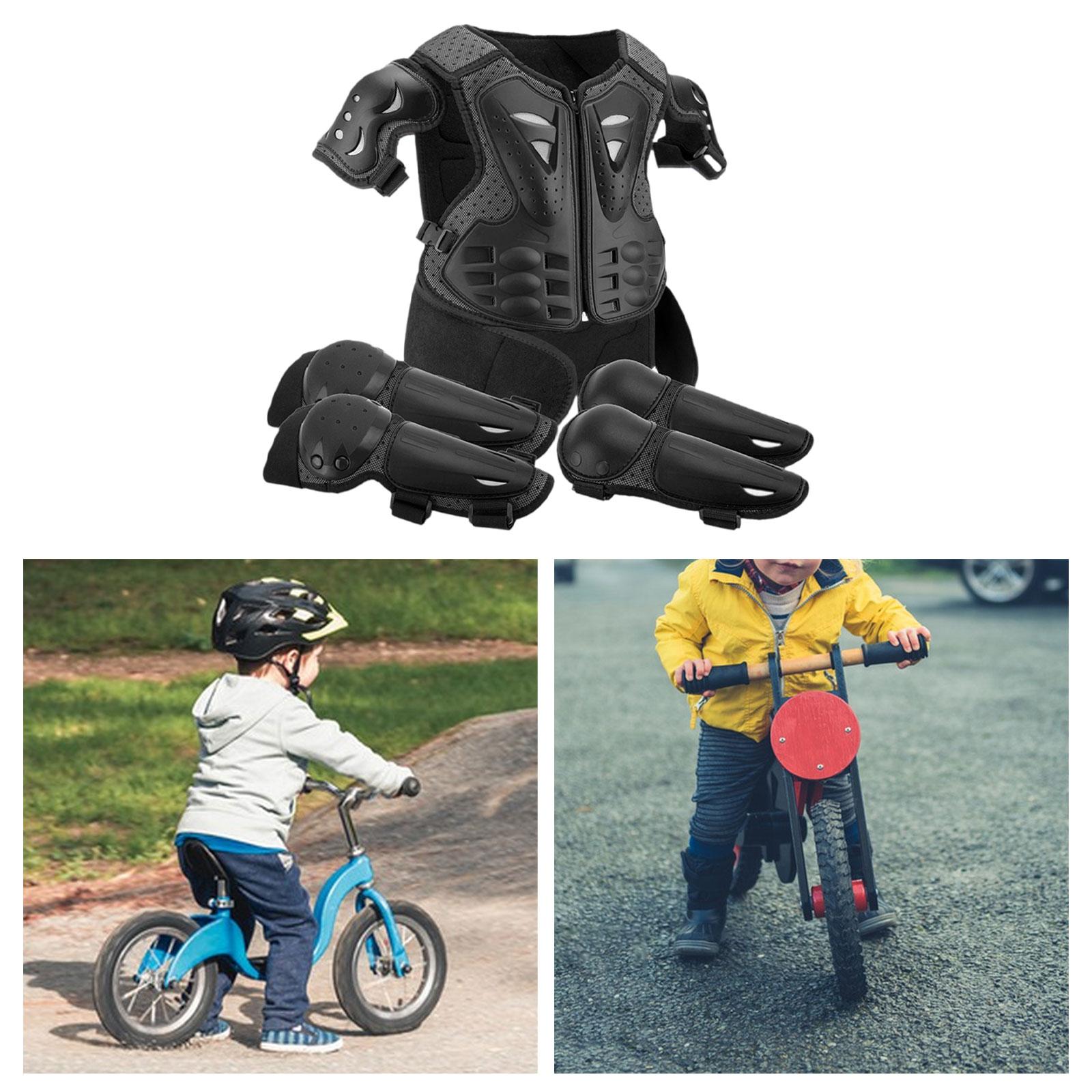 Cycling Gear Kids - อุปกรณ์เสริมสำหรับรถมอเตอร์ไซค์วิบากแบบสากล ชุดเกราะป้องกันสำหรับเด็กที่สวมใส่สบายและมีประสิทธิภาพสูง เหมาะสำหรับการเล่นสเก็ต ปั่นจักรยาน และสเก็ตบอร์ด