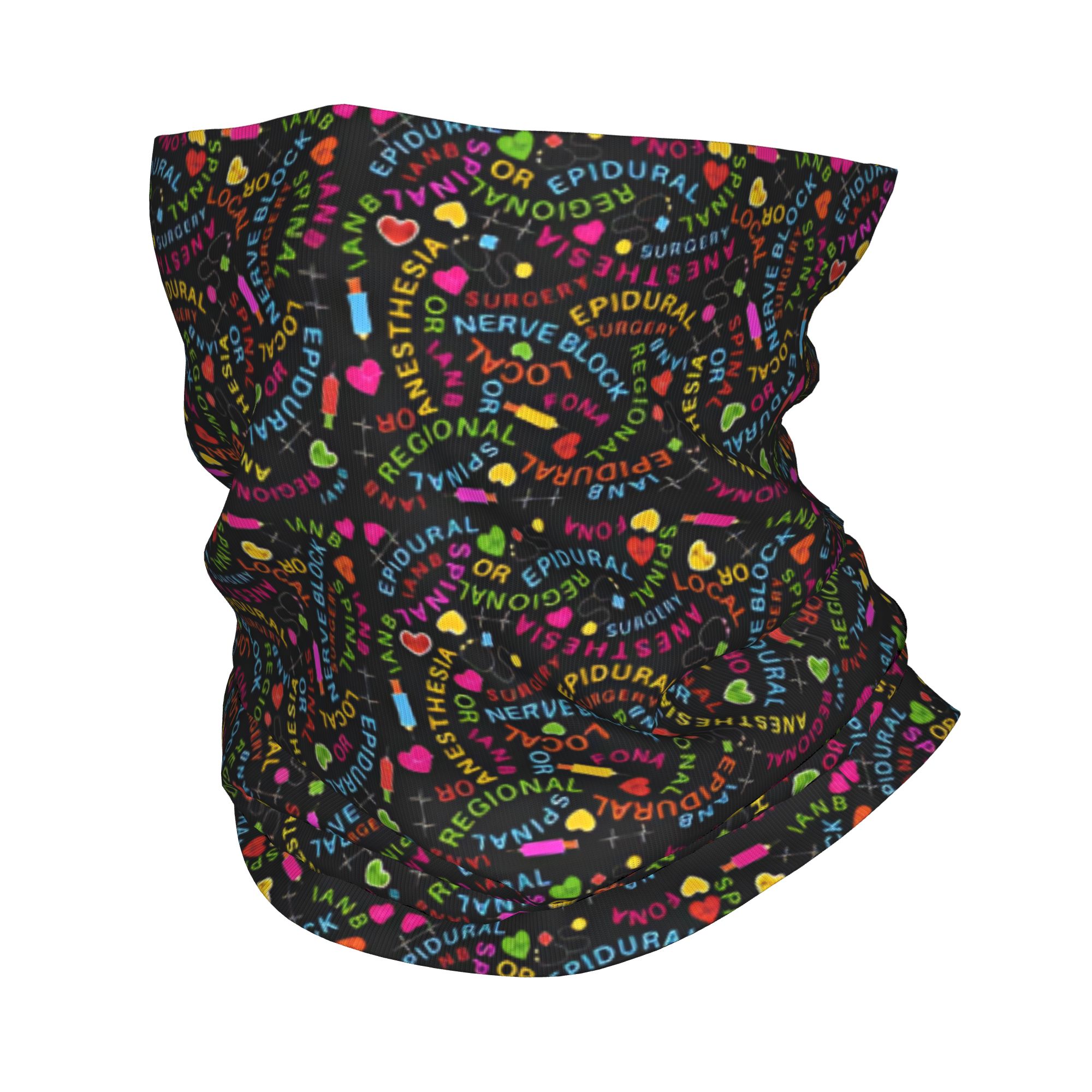 Cycling Headwear - ผ้าพันคอปิดหน้า ผ้าปิดจมูก ผ้าคลุมศีรษะ ลายพิมพ์เกี่ยวกับการดมยาสลบ สำหรับแพทย์ด้านการดมยาสลบ ใช้สำหรับปั่นจักรยาน
